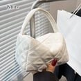 thumbnail image 1 of Warm Winter Lightweight Quilted Tote Bag Purse Shopper Bag Plaid Handbags WHITE, 1 of 8