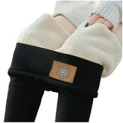 ZVAVZ Warm Winter Pants Fleece Lined Leggings Women High Waisted Winter Leggings Print Tummy Control Yoga Pants Slim Fit Thermal Warm Tights Seamless Leggings with Pockets