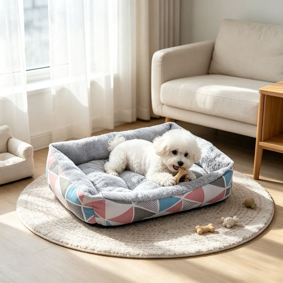 Warm Winter Pet Bed Mat - Rectangular Soft Sofa Sleeping Cushion for Small Medium Pets, All Season Indoor Rest Pad for Dogs Cats, 23.6x17.7x5.1"