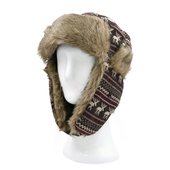 Warm Winter Reinedeer Faux Fur Trapper Ski Snowboard Hunter Hat