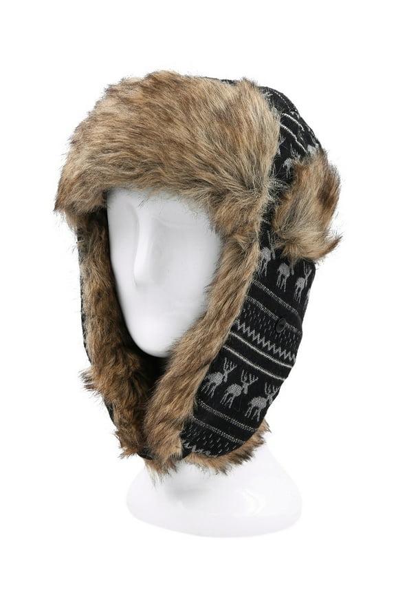 Warm Winter Reinedeer Faux Fur Trapper Ski Snowboard Hunter Hat
