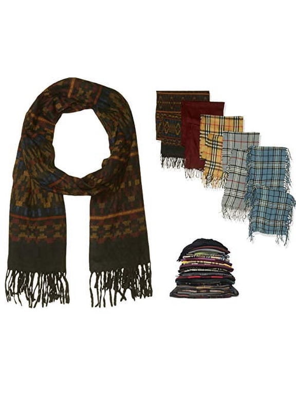 Warm Winter Scarf/Wrap | Unisex Scarves/Fashion Assorted Designs Pack of 5 (5 PACK- ASSORTED FASHION PLAIDS, 55"L X 12"W)