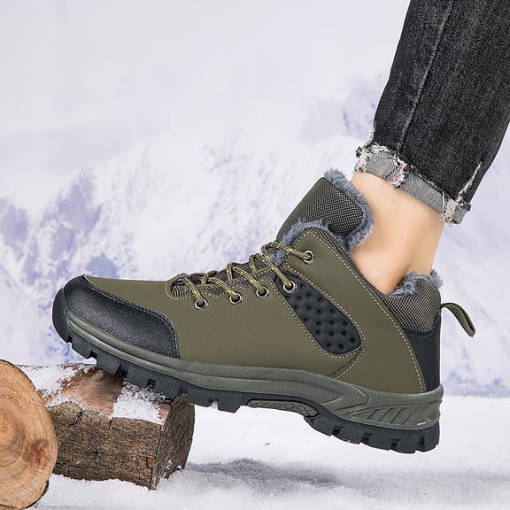 Warm Winter Shoes Mens Waterproof Ankle-High Hiking Boots Lightweight Outdoor Shoes for Trekking Trails