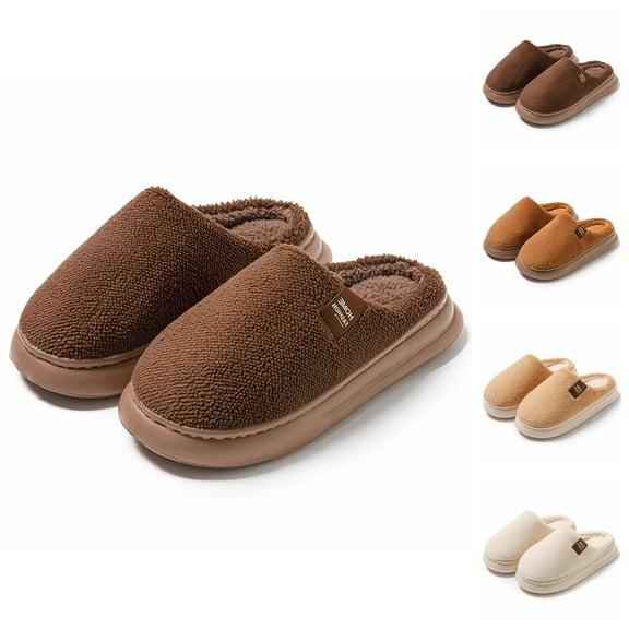 Warm Winter Slippers for Men and Women Fuzzy House Slippers Indoor Thick Plush Comfort Footwear for Couples Soft Cozy Shoes for Cold Weather