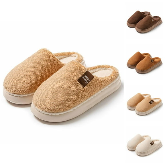 Warm Winter Slippers for Men and Women Fuzzy House Slippers Indoor Thick Plush Comfort Footwear for Couples Soft Cozy Shoes for Cold Weather