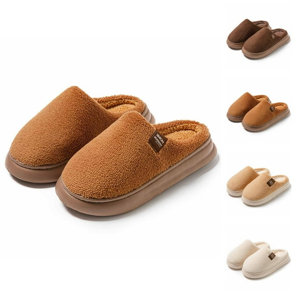 Warm Winter Slippers for Men and Women Fuzzy House Slippers Indoor Thick Plush Comfort Footwear for Couples Soft Cozy Shoes for Cold Weather