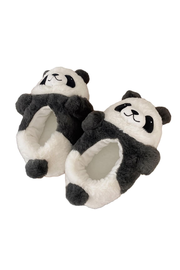 Warm Winter Slippers for Women Home Shoes Casual Animal Cartoon Nonslip Plush Slippers Furry Panda Slippers for Winter Girls , 27cm