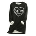 thumbnail image 1 of Warm Winter Tops for Women Fleece Pullover Lined Underwear Thick Long Sleeve Round Neck Trendy Print Casual Loose Sweatshirts,Black 1,4XL, 1 of 3