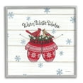thumbnail image 1 of Warm Winter Wishes Cardinals Perched Festive Mittens Inspirational Graphic Art Framed Art Print Wall Art, 1 of 5