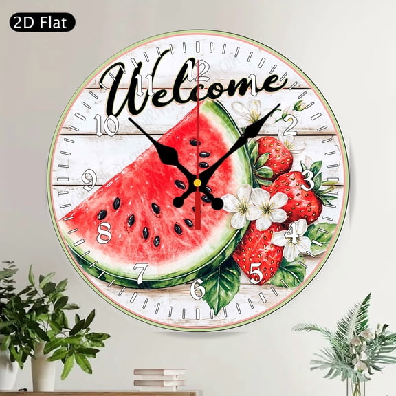 Warm Winter Wishes Fire Pit Round Wall Clock Silent Non Ticking Holiday Home Decor