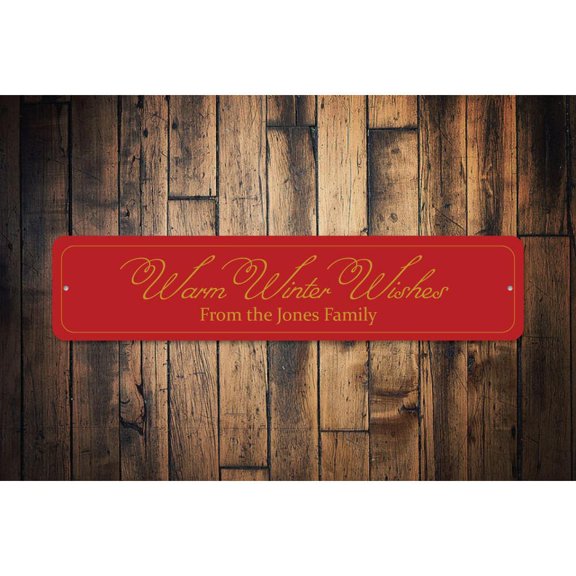 Warm Winter Wishes Novelty Sign, Metal Wall Decor - 4x18 inches