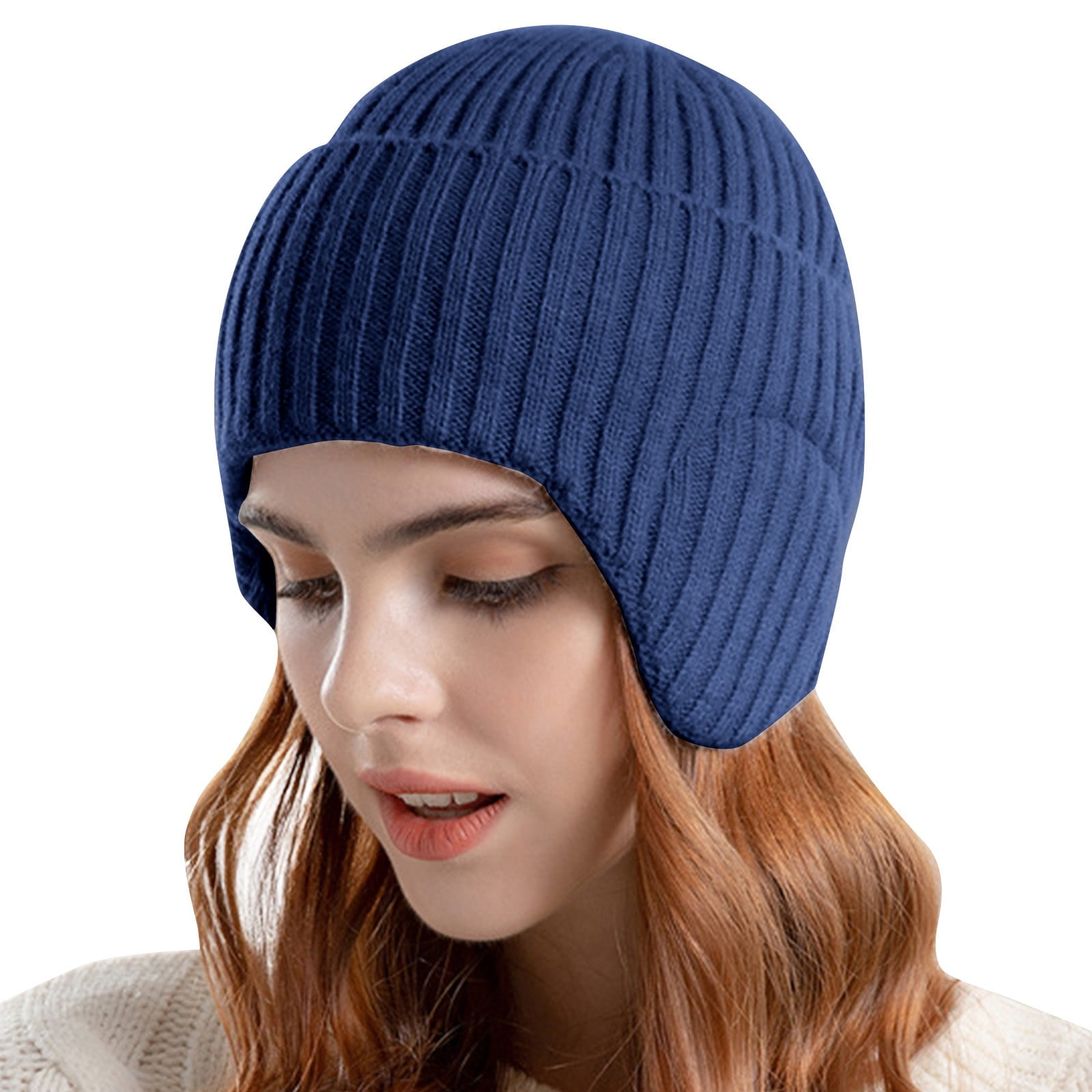 Wool Men Hats Warm Wool Woven Hats. Iwinter (Color : Blue, Size : 55CM)