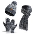 thumbnail image 1 of Warm Winter hat Scarf and touch Screen Glove set Women's hat neck scarf with wool lining - Tibetan blue, 1 of 5