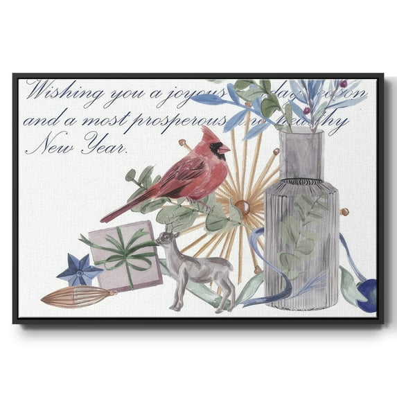 Warm Wishes Collection A - Framed Gallery Wrapped Holiday Canvas - 17 x 25 - Black Frame