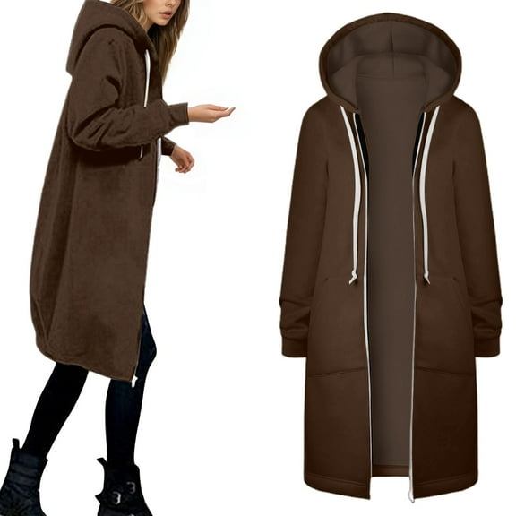 Warm Women's Jackets - Soft Casual Hooded Zip Up Coat for Lightweight Comfort in Winter Fashion