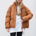thumbnail image 1 of Warm Women's Short Jacket With Stand Collar Thick And Cozy Winter Coat Loose Fit Bread Jacket For Cold Weather Petite for Women Womens Utility Jacket Hooded Women S Coats And Jacket Womens Utility, 1 of 5