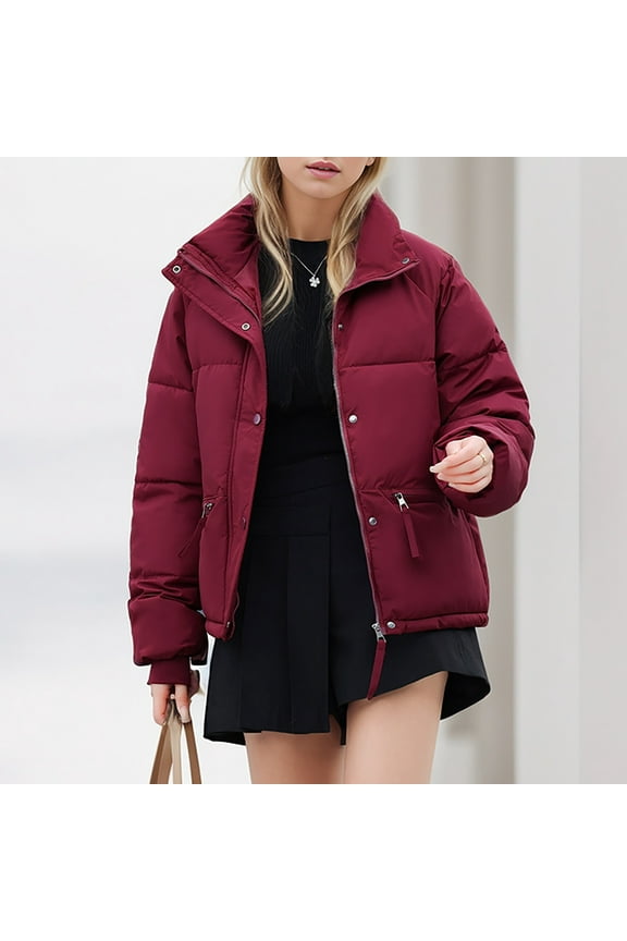Warm Women's Short Jacket With Stand Collar Thick And Cozy Winter Coat Loose Fit Bread Jacket For Cold Weather Petite for Women Womens Utility Jacket Hooded Women S Coats And Jacket Womens Utility