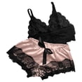 thumbnail image 1 of Warm Womens Pajamas New Womens Floral Lace Pajamas Set Sleepwear Cami Tops Bra and Panty 2 Piece Nightwear Pjs Loungewear Sets Style B-29 Pinky XXL, 1 of 3