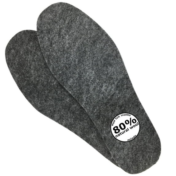 Warm Wool Felt Insoles for Boots and Shoes, Washable Soft Inserts for Men & Women, Ideal for Winter Men's 10 Women's 11