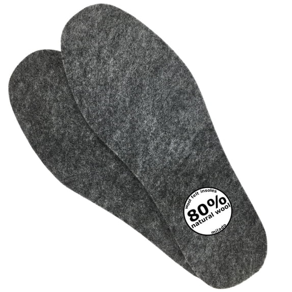 Warm Wool Felt Insoles for Boots and Shoes, Washable Soft Inserts for Men & Women, Ideal for Winter Men's 9 Women's 10