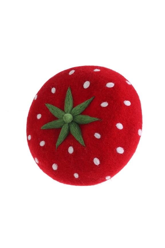 Warm Wool Felted Beret Hat Strawberry Pattern Hat Unisex Soft Elegant Hat for Outdoor Fashion