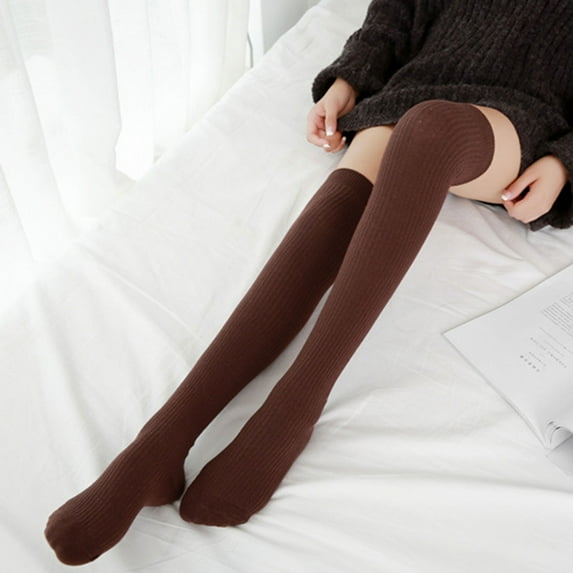 Warm Wool Thigh High Stockings Thickened Over Knee Socks for Winter(Coffee)