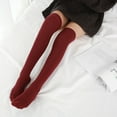 thumbnail image 1 of Warm Wool Thigh High Stockings Thickened Over Knee Socks for Winter(Wine), 1 of 3