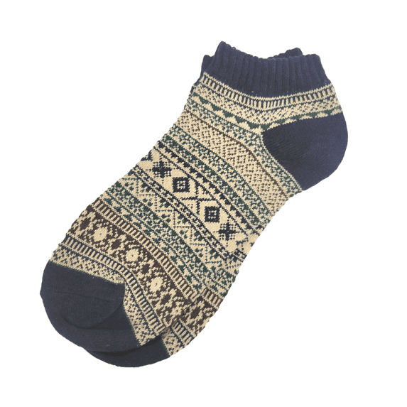 Warm Woolen Block Knitting Ankle Socks (Adult Medium) Size: Adult Medium, Color: Navy