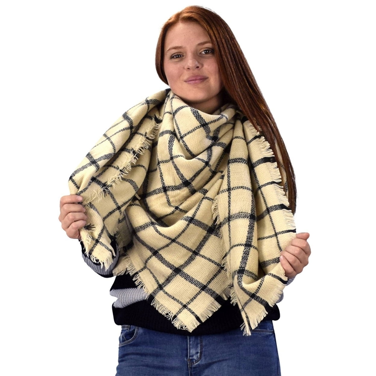 Black and tan blanket scarf outlet