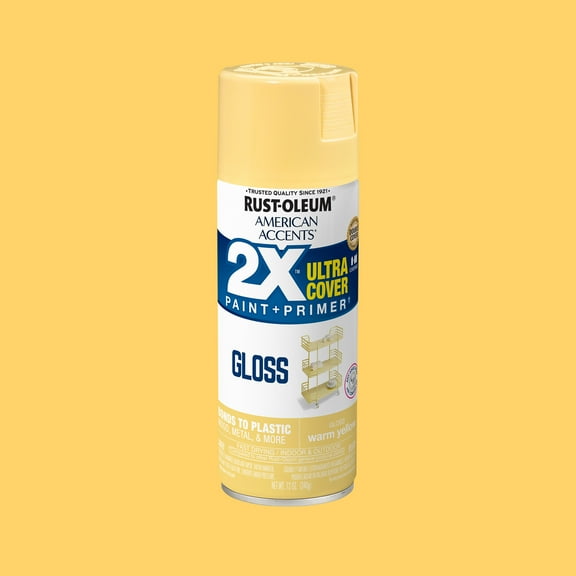 Warm Yellow, Rust-Oleum American Accents 2X Ultra Cover Gloss Spray Paint-376181, 12 oz