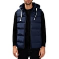 thumbnail image 1 of Warm Zip up Hoodie Men Men's Thicken Hooded Waistcoat Solid Color Padded Gilet Warm Quilted Sleeveless Casual Outwear Vests Jackets Dark Blue XL, 1 of 8
