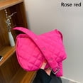 thumbnail image 1 of Warm Zipper Large Capacity Cotton Padded Quilted Tote Messenger Bag Puffy Handbag Shoulder Bag ROSE RED, 1 of 8