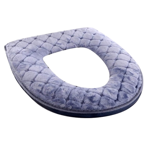 Warm Zippered Toilet Seat Winter Soft Closestool Cover Bathroom Mat Violet Grey, Grey