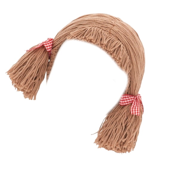 Warm and Comfortable Bangs Toupee Hat Kindergarten Role Play Hairpiece for Children Easy to Wear with Braided Designing