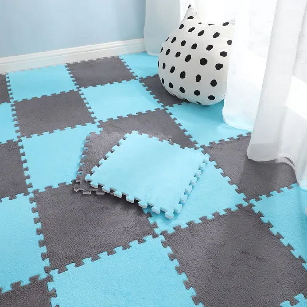 Warm and Soft Plush Carpet with Interlocking Eva Foam Puzzle Pieces for ...