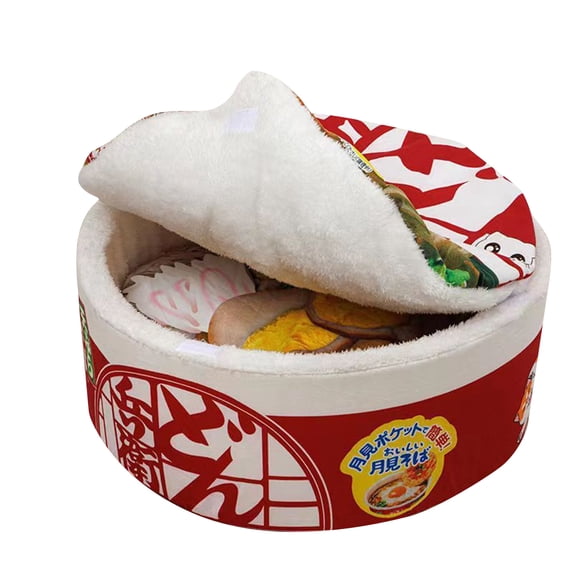 Warm and Super Soft Cat Dog Bed, Creative Cozy Sleeping Nest for Pets, Plush Donut Style Cuddle Bed with Raised Rim, Machine Washable and Durable