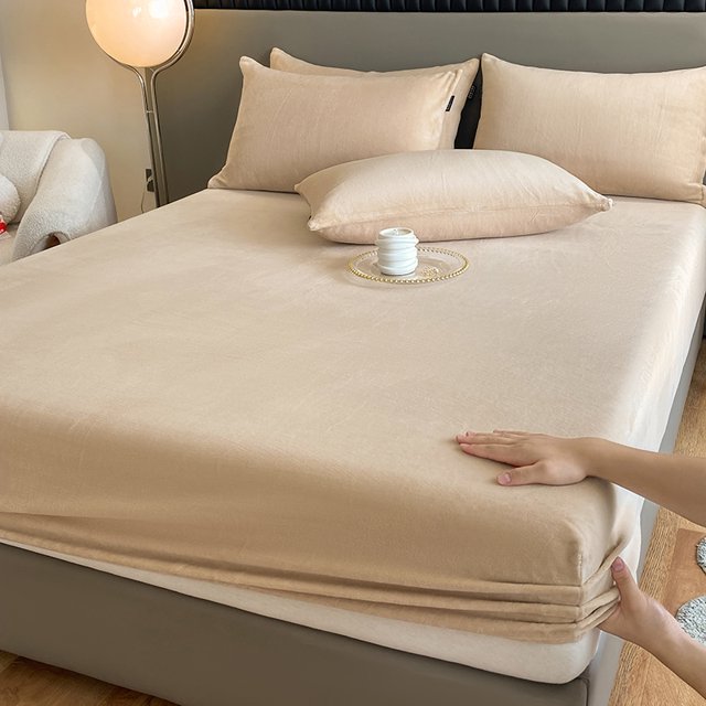 Warm and Thick Elastic Fitted Sheets Solid Color Adjustable Flannel