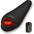 thumbnail image 1 of Warm and Washable 3–4 Season Mummy Sleeping Bag for Adults – 15 ° F to 45 ° F, Black, Compressible, Synthetic Insulated, 1 of 7