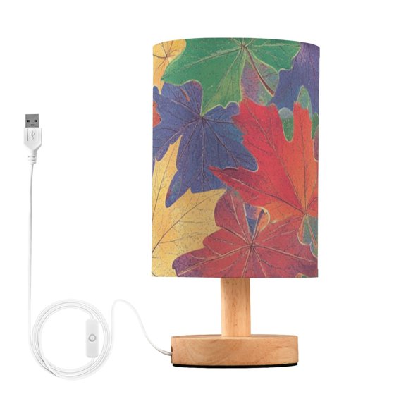 Warm atmosphere lampshade table lamp, bedroom bedside creative decoration table lamp, adjustable brightness. Multicolor Maple Leaves