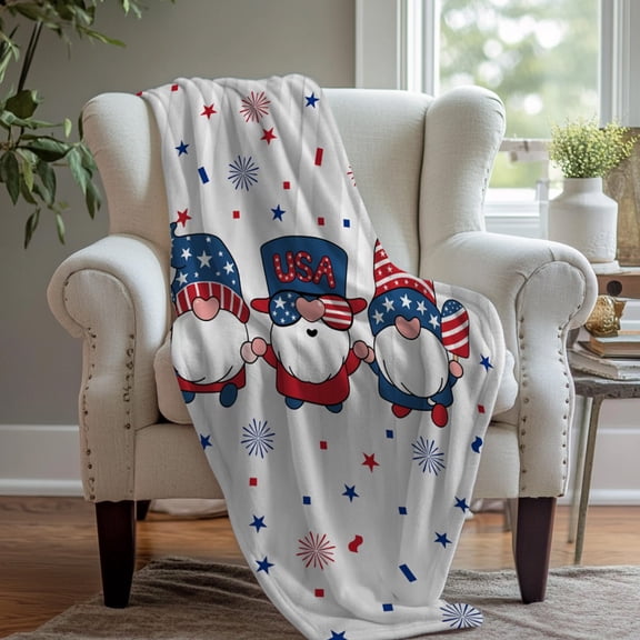 Warm blanket, soft red, white and blue American flag-themed blanket, sofa, bed, office, outdoor use, 27.5 x 39.4 inches