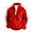 thumbnail image 1 of Warm and cozy hoodies for kids are here just in time for the holiday season! Featuring adorable patchwork designs, these versatile pullovers are for both boys and girls.,170,Red, 1 of 10