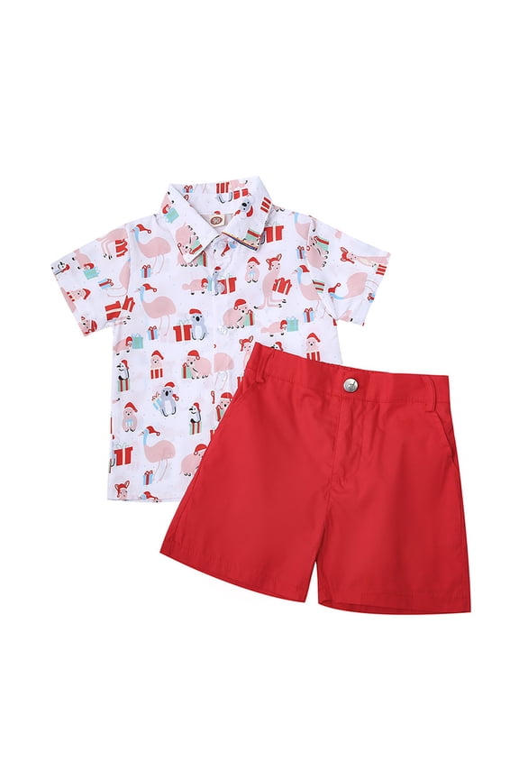 Warm up Suit Christmas Clothes Toddler Kids Baby Boy Print Short Sleeve T Shirt Red Huddles And Cuddles Baby Outfit