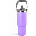 thumbnail image 1 of 30 oz Tumbler with Handle and Straw Lid, Double Walled Vacuum Insulated Water Bottle Leakproof Tumbler Travel Coffee Mug Thermal Cup, Cupholder Friendly for Office, , , Purple, 1 of 7