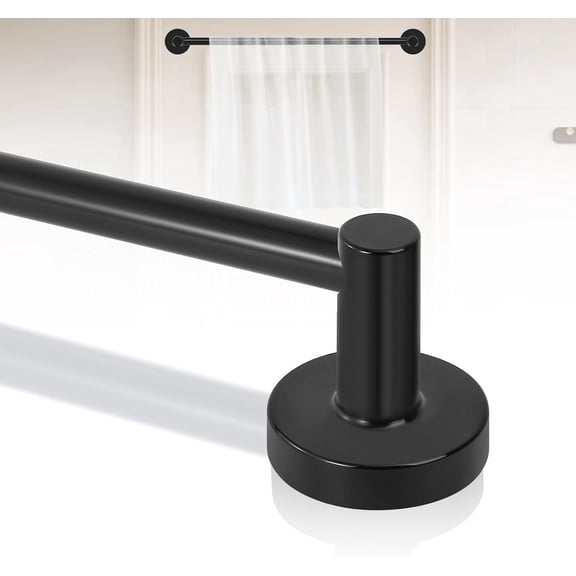 RFGUBBlack Magnetic Curtain Rod for Door:Magnet Curtain Rods for Classroom Whiteboard,Small Adjustable Magnetic Towel Bar,Tool-Free French Magnet Pole with Leather Protective Cover No Drilling 16-28"