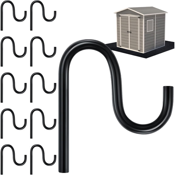 WarmHaven 10 Pcs 2'' Long Shed Hooks Shed Accessories for Hanging Heavy Duty Individual Utility Hooks Universal Wall Mounted J Utility Hangers for Tools Shovels Rakes Storage (Black)