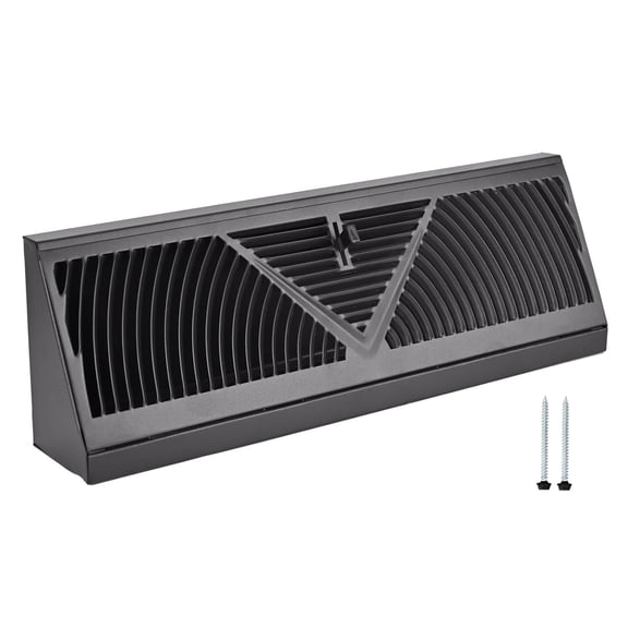 WarmHaven 15 Inch Baseboard Register (Duct Opening Size) - Baseboard Vent Covers for Home - Easy Adjust Air Supply Lever Floor Baseboard Diffuser (Black)