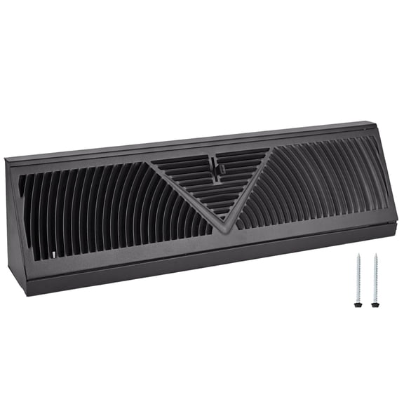 WarmHaven 18 Inch Baseboard Register (Duct Opening Size) - Baseboard Vent Covers for Home - Easy Adjust Air Supply Lever Floor Baseboard Diffuser (Black)