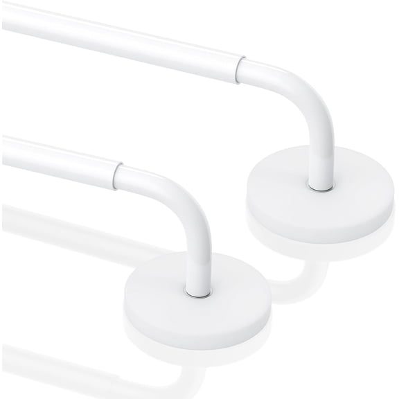 WarmHaven 2 Pack Magnetic Curtain Rods for Metal Door, Adjustable 18 to 30 Inch Curtain Rod, 1/2 Inch Diameter Magnet Rods for French Doors Window Cafe(White, 2Pack)