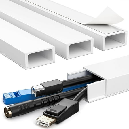 WarmHaven 68in Cord Covers for 4 Wires on Wall, Large Cord Hider White Raceway, Paintable Cable Hider for Wall Mount TV, Wire Covers for Cords, Cable Concealer, W1.18in H0.67in