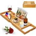 thumbnail image 1 of WarmHaven Artmalle Luxury Bathtub Caddy Tray for Tub - Foldable Bamboo Bath Table Tray with Book and Wine Glass Holder, Expandable Bathroom Accessories for Spa or Reading Lite Style, 1 of 14